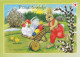 Postal Stationery - Bunny Carrying Chicken Eggs In Wheelbarrow - Red Cross  - Suomi Finland - Postage Paid - Postwaardestukken