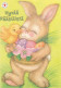 Postal Stationery - Bunny Holding Basket Full Of Eggs - Flowers - Chick - Red Cross - Suomi Finland - Postage Paid - Postwaardestukken