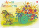 Postal Stationery - Chick Pulling A Stroller - Egg - Flowers - Red Cross 2004 - Suomi Finland - Postage Paid - Postal Stationery
