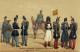 Delcampe - LOT DE 12 CARTES COSTUME DE MILITAIRE FRANÇAIS 1860 REIMPRESSION DE CARTES ANCIENNES COLLECTION E.B.1970 - Uniformes