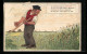 Künstler-AK Reklame Für Ammonik-Dünger, Gras Wächst Schneller Als Der Bauer Mähen Kann  - Werbepostkarten