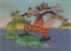 Disney - Goofy Surfing At Turtle 3 D Dimensional Postcard - Autres & Non Classés