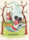 Disney - Goofy W Water Hose & Mickey Mouse Swinging Old Postcard 1965 - Autres & Non Classés
