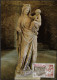France 1977 Y&T 1938 Sur 2 Cartes Maxima. Abbaye Cistercienne De Fontenay. Cloître Et Statue De La Vierge. Marmagne - Abadías Y Monasterios