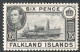 Falkland Islands Scott 102 - SG156, 1938 George VI 6d MH* - Islas Malvinas