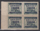CHINA 1949 - Surcharge $1000 On $10 MNGAI BLOCK OF 4 - 1912-1949 Republic