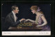 Künstler-AK Ruab Gnischaf: Schachspiel, Elegantes Paar Spielt Schach, Chess  - Gnischaf, Ruab