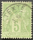 YT 102 Briatexte Tarn RARE Indice 15 SAGE 5c Vert-jaune Type III (côte Timbre 6 €) France – Kdomi - 1898-1900 Sage (Tipo III)