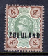 ZULULAND — SCOTT 6 — 1888 4d QV OVERPRINT — MH — SCV $60 - Zoulouland (1888-1902)