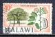 MALAWI — SCOTT 50 — 1967 10/- AFZELIA TREE, WMK. 357 — USED — SCV $18 - Malawi (1964-...)