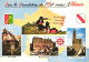 ALSACE, MULTIPLE VIEWS, EMBLEM, ARCHITECTURE, CARS, CHURCH, FOLKLORE, COSTUMES, FRANCE, POSTCARD - Alsace