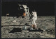 AK Erste Mondlandung 1969, Edwin Aldrin Errichtet Einen Laserreflektor  - Espace