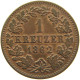GERMAN STATES 1 KREUZER 1862 NASSAU Adolph 1839-1866. #t032 1133 - Groschen & Andere Kleinmünzen