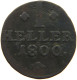 GERMAN STATES 1 HELLER 1800 HESSEN KASSEL Wilhelm IX. 1785-1803 #t032 1013 - Monedas Pequeñas & Otras Subdivisiones
