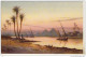 GIZEH - EGYPT  U.A.R - Glorius Sunset On The Nile Near The Pyramids Of Giza;  Artist PC Signed - Gizeh