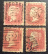 GB8 Victoria YT N°14 1p Rouge Dentelé 14 Lot De 4 - Oblitérés