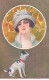 N°23619 - Illustrateur - E. Colombo - Portrait D'une Jeune Femme Dans Un Médaillon, Au-dessus D'un Chien - Colombo, E.