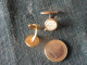 Vintage Boutons De Manchette Plaque Or/ Nacre - Cuff Links & Studs