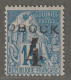 OBOCK - N°24 ** (1892) Surchargé : 4 Sur 15c Bleu - Ungebraucht