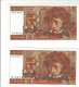 SERIE DE 2 BILLETS 10 FRS BERLIOZ Du - 6.11.1975 Les N° Se Suivent -L.257 - N° 87692 Et 87693  - SPL+ - 10 F 1972-1978 ''Berlioz''