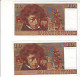 SERIE DE 2 BILLETS 10 FRS BERLIOZ Du - 6.11.1975 Les N° Se Suivent -L.257 - N° 87692 Et 87693  - SPL+ - 10 F 1972-1978 ''Berlioz''