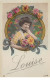 Prénoms - N°67132 - Louise - Jeune Femme Dans Un Médaillon Avec Des Fleurs - Prénoms