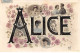 Prénoms - N°83158 - Alice - Jeune Femme, Couple, Bébé - Prénoms