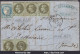 FRANCE N°25x5+37 SUR LETTRE AVEC GC 726 CAPENDU AUDE + CAD DU 11/09/1871 - 1870 Siege Of Paris