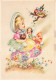 ENFANTS - Dessins D'enfants - Petite Fille Avec Ses Poupées Et Des Oiseaux - Colorisé - Carte Postale - Children's Drawings