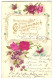 Stoff-Präge-AK Geburtstagskarte Mit Blumenarrangement, Zwei Rosen Aus Stoff  - Sonstige & Ohne Zuordnung