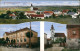 Ansichtskarte Großerkmannsdorf-Radeberg 3 Bild: Schule, Kirche, Stadt 1909  - Radeberg