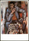 Schach Chess Motivkarte Mann Vor Schachbrett, Künstlerkarte 1996 - Contemporain (à Partir De 1950)