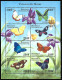 BUTTERFLIES Central Africa Centrafricaine Rep Insects Moth Fauna Flawers Plant Flora MNH Stamps Block Minisheet - Vlinders