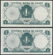 EGYPT 2 X ONE POUND BLUE 1965 & 1967 BANKNOTE XF P 37C & B SIGN 12 & 13 Governor NAZMI / NAZMY &ZENDO PAPER MONEY EGYPTE - Egypt