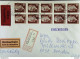DDR: R-Eil-Brief -eigenh/Rücks- Mit 70 Pf Ulbricht Im 10-er Block, Portogenau  Aus Schwerin (883) 14.9.90 Knr: 938(10) - Labels For Registered Mail