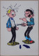 FRANQUIN SPIROU FANTASIO ET GASTON ROBBEDOES CARTE POSTALE VELOUR FLOCAGE FEUTRINE FLOCK-INDUS 2003 - Cartes Postales