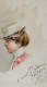 AQUARELLE.- Portrait De Jeune Femme élégante. Signé Mlle B à L'Atelier CASTRES Pochade Mai 1900 N°7 - Wasserfarben