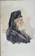 Aquarelle Pochade.-  "Moine Orthodoxe En Buste, à La Barbe Blanche Et La Robe Noire" Signé Datée 1901 - Wasserfarben