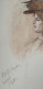 Dessin Esquisse Lavis.- "Femme Elégante Au Chapeau Brun Imposant" Signé Daté 1901 - Watercolours
