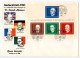 Germany, West 1968 FDC Scott 982 S/S - Konrad Adenauer, Winston Churchill, Alcide De Gasperi, Robert Schuman - 1961-1970