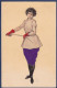 CPA Escrime épée Fleuret Non Circulé Femme Woman Gaufrée Embossed + Tissu Feutrine - Fencing