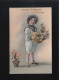 Glückwunsch Kind Matrosenanzug Blumenkorb Namenstag, Harbatshofen 14.6.1916 - Hold To Light