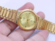 Delcampe - Vintage Citizen  Gold PlatedYellow Dial Lady Quartz Watch Japan Round Shape 31mm - Watches: Old