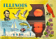 Etats Unis - Illinois Land Of Lincoln - Illustration - Etat De L'Illinois - Illinois State - Carte Dentelée - CPSM Grand - Autres & Non Classés