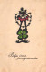 Fairy With Chain On Clover, Pre 1944 - Scherenschnitt - Silhouette