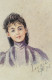 Aquarelle.- "Jeune Femme En Buste". Modèle Lysie. Signée B.F.  Atelier B. Flournoy Genève 1896. - Watercolours