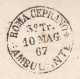 Delcampe - 3008 - PONTIFICIO - Involucro - Franco - Senza Testo Del 10 Maggio 1867 Da Montefortino A Roma Con 2 Baj Bianco - Papal States
