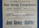 Affiche. Plaza De Toros.  Gallito .Tauromachie. 1914. Madrid - Afiches