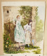 Aquarelle.- "The First Love Letter. La Première Lettre D'Amour" Signée Au Bas Gauche B.F. Attribué Atelier Flournoy 1900 - Aquarel