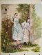 Aquarelle.- "The First Love Letter. La Première Lettre D'Amour" Signée Au Bas Gauche B.F. Attribué Atelier Flournoy 1900 - Aquarel